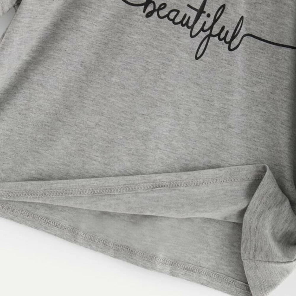 Grey “Beautiful” Crop Top - Picture 2 of 3